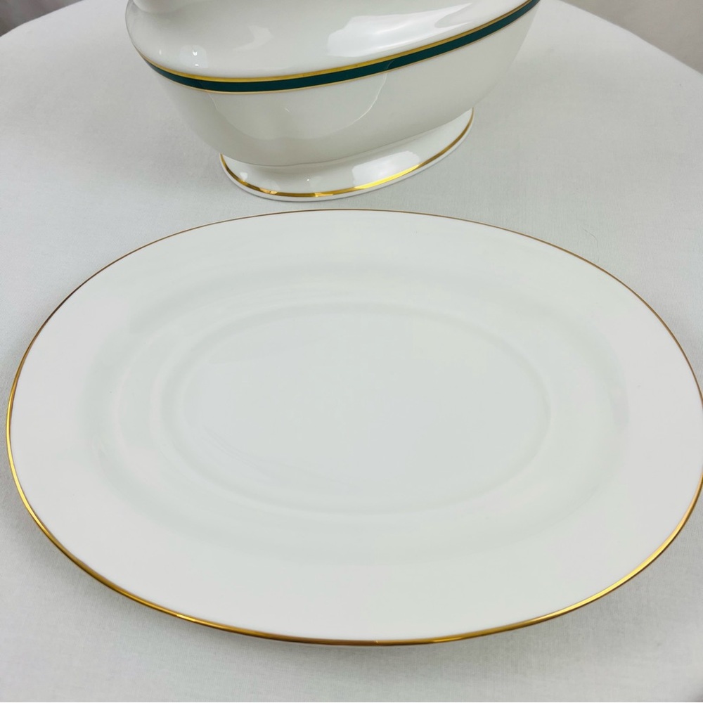 NWT!! Lenox Vintage Margaret Print Gravy Boat and Underplate Green White - Picture 7 of 10